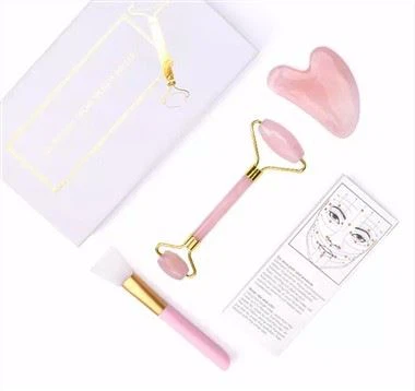 Гем Хандхелд Росе Куартз Јаде Роллер Гуа Сха Сет